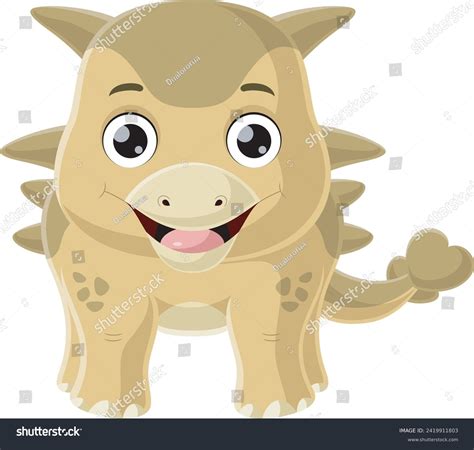 Cute Baby Ankylosaurus Dinosaur Cartoon Royalty Free Stock Vector