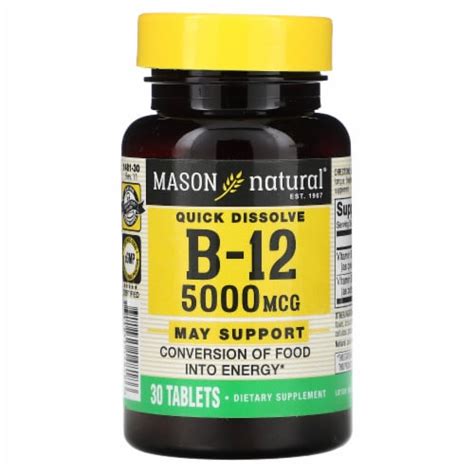 Mason Natural Quick Dissolve Vitamin B 12 5 000 Mcg 30 Tablets 30