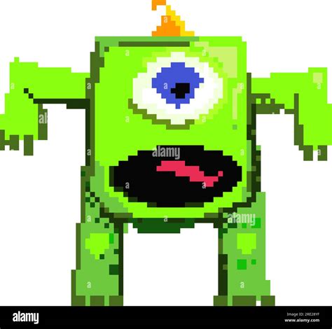 Scary Big Pixel Monster Stock Vector Image And Art Alamy
