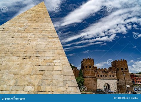 Pyramid of Cestius in Rome stock photo. Image of tourism - 136807046