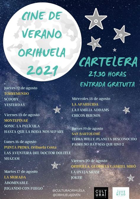 Vuelve el Cine de Verano a Orihuela Costa y Pedanías Juventud