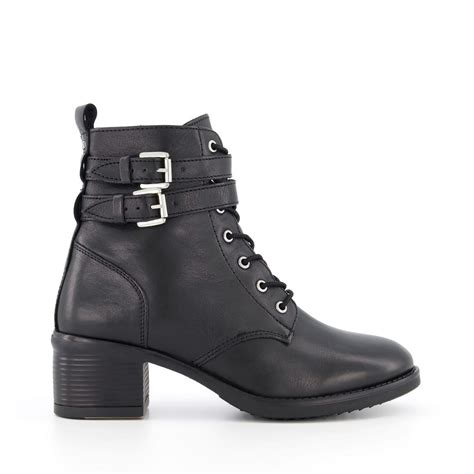 Bottines à lacets avec boucle wide fit paxan noir cuir Dune London