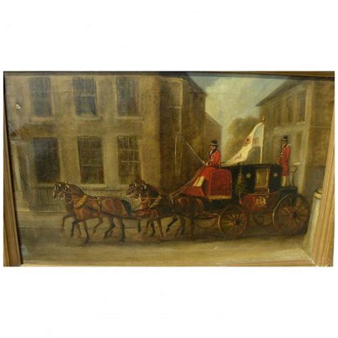 English 19th Century Coach And Horses Painting In Style Of Charles