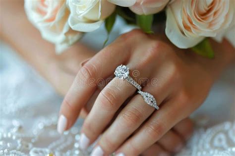 Close Up Of Persons Hand With Diamond Ring Stock Image Image Of Shiny