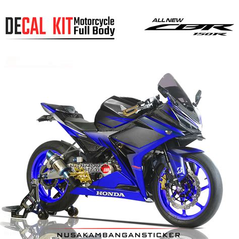 Decal Sticker Honda CBR 150 R All New Black Carbon Grafis Biru Stiker