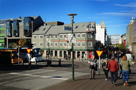 A Scene From The Main Shopping Area Of Downtown Reykjavik Iceland