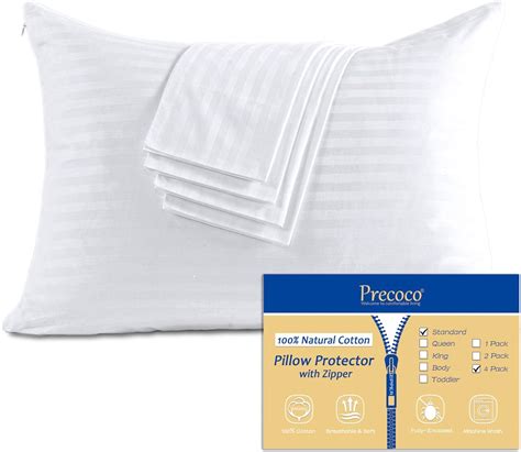 100 Egyptian Cotton Pillow Protectors With Zipper Standard