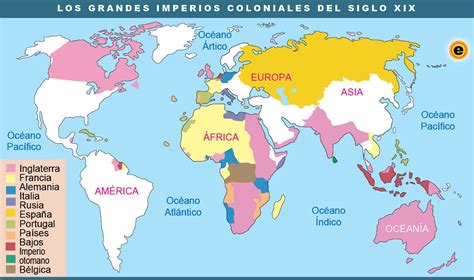 Mapa De Los Grandes Imperios Coloniales Siglo Xix