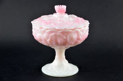 Vintage Fenton Glassware Milk Glass Compote Forest Metrics