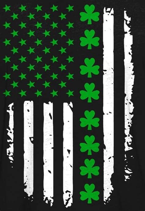 An American Flag With Four Leaf Clovers On The Front And Green Stars