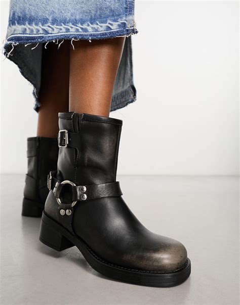 Steve Madden Brixton Low Ankle Biker Boots With Hardware In Blue Lyst