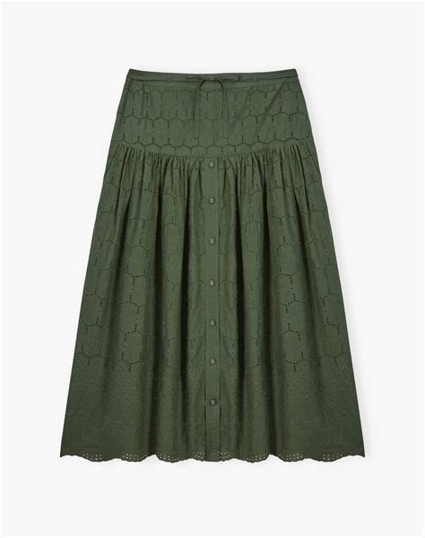 Green Broderie Anglaise Skirt Women S Skirts Brora Fashion