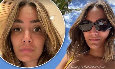 Makeup Free Frankie Bridge Soaks Up The Last Of The Sun In A Yellow Bikini In Bermuda Daily