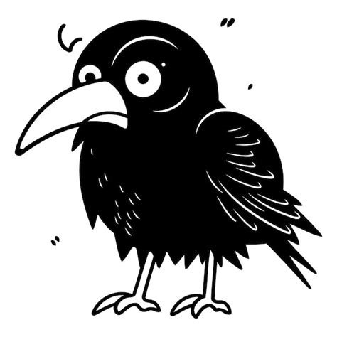 Premium Vector Cute Black Crow Isolated On White Background Vector