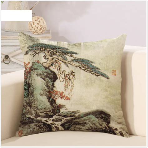 Strong Pines Artistic Conception Painting Abstract Art Pillow Cover Massager Decorative Pillows