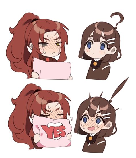 Safebooru 2girls Ahoge Blue Eyes Blush Brown Coat Brown Hair