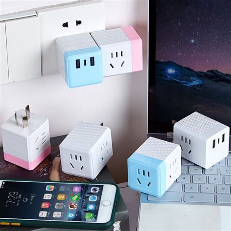 Creative USB Socket Lovely Rubik S Cube Converter Extension Strip Mini