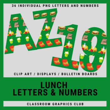 Lunch Letters And Numbers Clip Art Bulletin Board Displays TPT