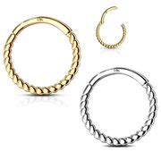 K Gold Front Pave Hinged Clicker Ring Cartilage Daith Septum Helix