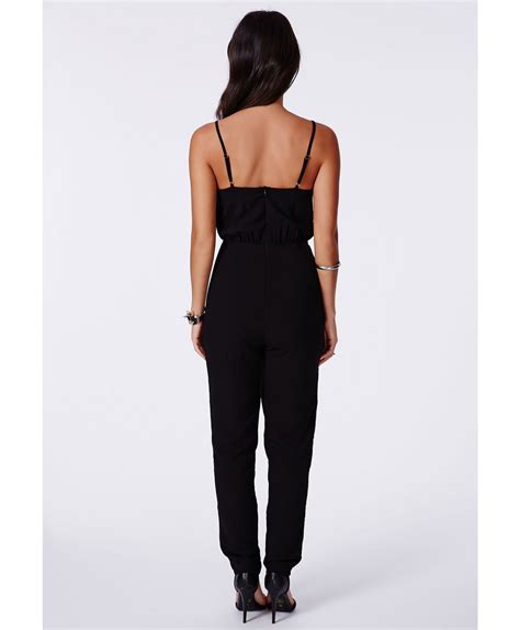 Missguided Apollinara Strappy Slim Leg Jumpsuit In Black In Black Lyst