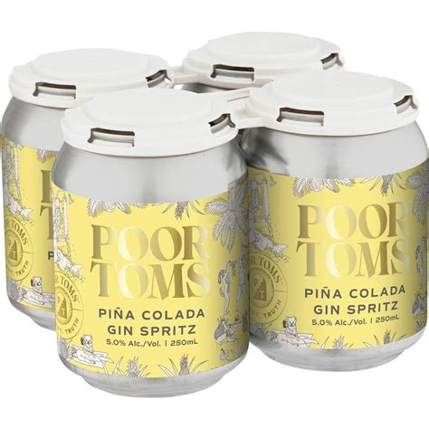 Poor Toms Pina Colada Gin Spritz Cans 250ml X 4 Pack Woolworths