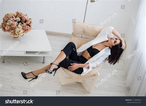 Beautiful Brunette Girl Sexy Business Suit Stock Photo Shutterstock