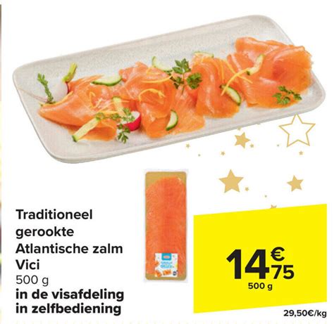 Traditioneel Gerookte Atlantische Zalm Vici 500g Promotie Bij Carrefour