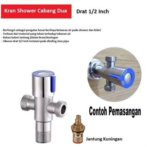 Jual Stop Kran Shower T Cabang Stainless Kran Jet Wc Kloset Closet