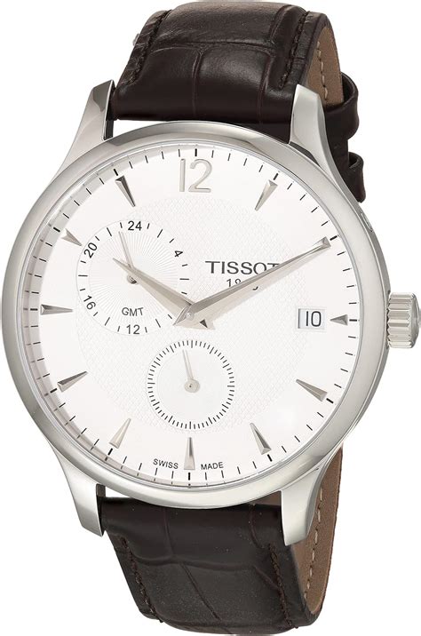 Tissot Mens Tradition Gmt L Stainless Steel Case Quartz Watch Brown