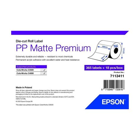 Epson étiquettes mates 102 76mm Epson ColorWorks C3500