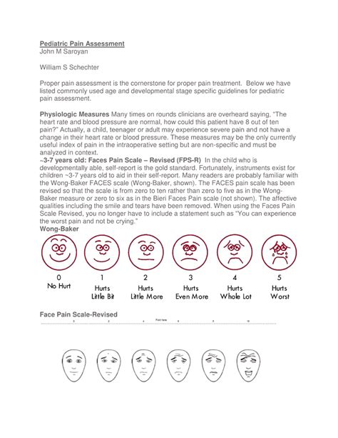 Pediatric Pain Assessment Tool Download Printable Pdf Templateroller