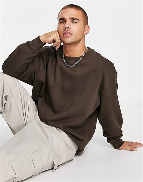 Weekday Oversize Sweatshirt In Braun Asos