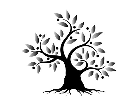 Black Branch Tree Or Naked Trees And Root Silhouettes Set Hand Drawn