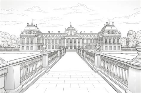 Premium AI Image | a drawing of a building with a view of the palace.