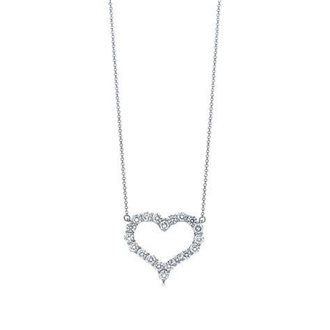 tiffany hearts pendant  diamonds  platinum large tiffany  ca