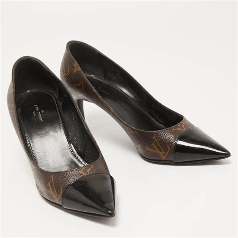 Louis Vuitton Brown Monogram Canvas And Patent Cherie Pumps Size 37 For Sale At 1stdibs