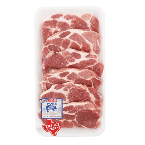 H E B Boneless Boston Butt Pork Steaks Texas Size Pack Shop Pork At