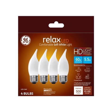 Pack Of 4 Bulbs Ge 48265 Relax Led Decorative Chandelier Light Bulb