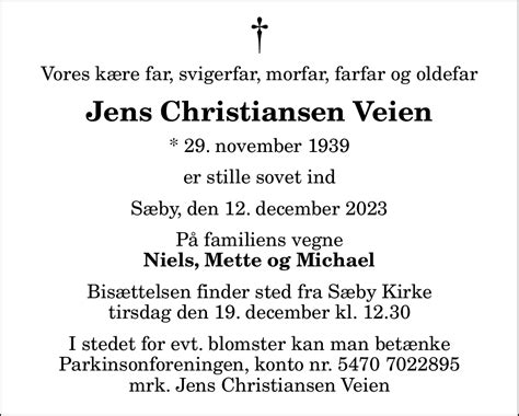 D Dsannonce For Jens Christiansen Veien Nordjyske Dk