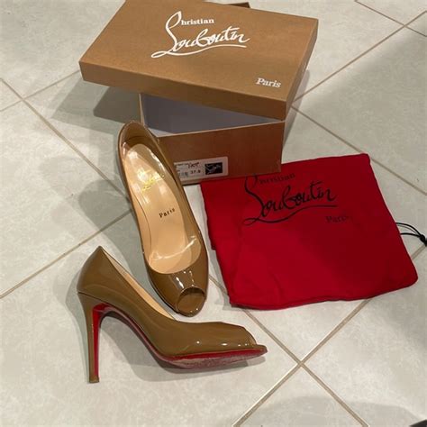 Christian Louboutin Shoes Authentic Christian Louboutin Nude Patent Leather Peep Toe Heels
