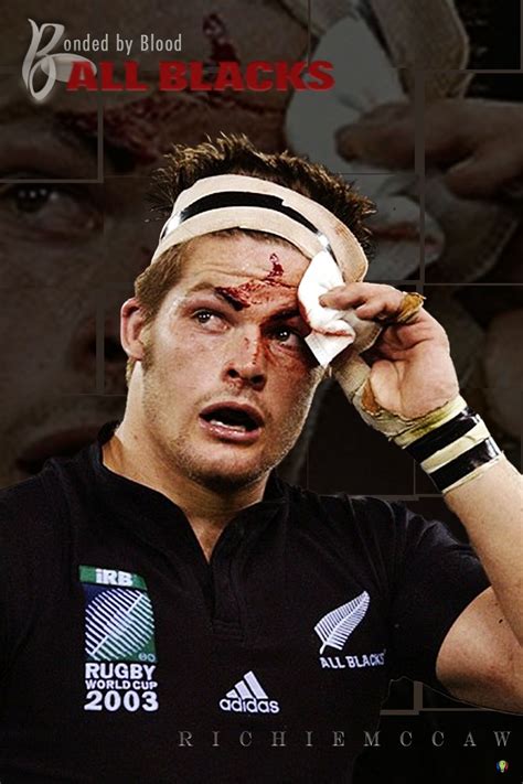 Richie McCaw Is Escorted From The Field To The Blood Bin All Blacks