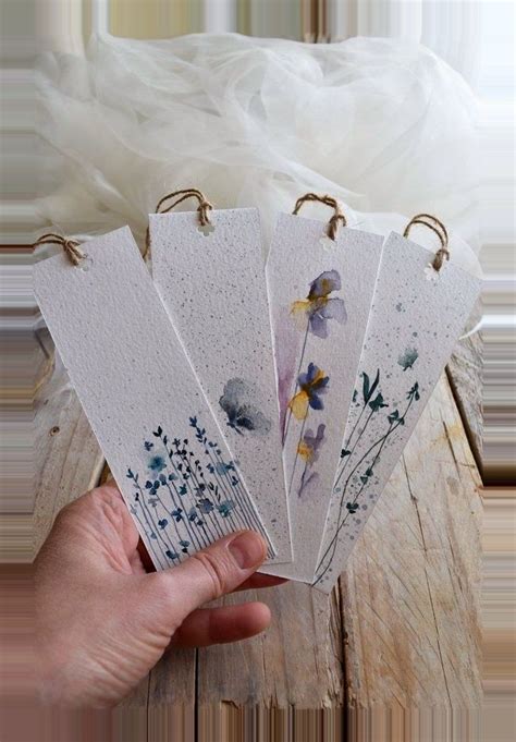 2 Bookmarks With Flowers Hand Painted Watercolor Watercolor