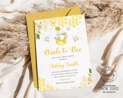 Bee Bridal Shower Invitation Floral Bride To Bee Party Invite Honey Bee Wedding Shower Meant