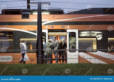Passenger Commuter Train At Railway Station In Capital Of Europe