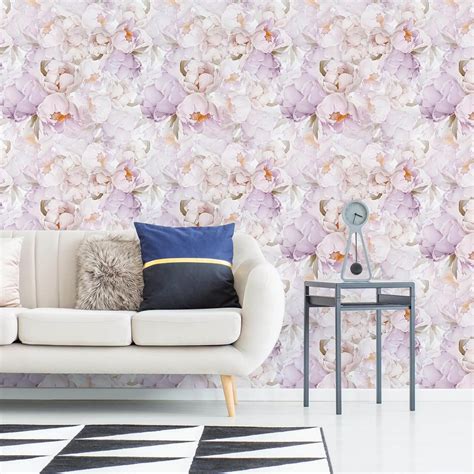 Veelike Lavender Pink Peony Blossom Floral Wallpaper Veelike