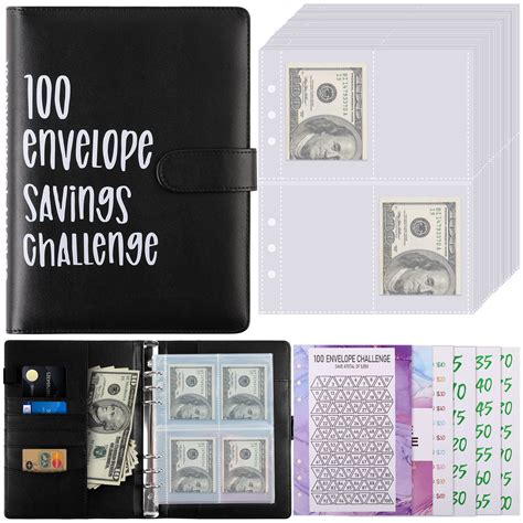 IDOMIK 100 Envelopes Challenge Binder A5 Money Saving Challenge Budget