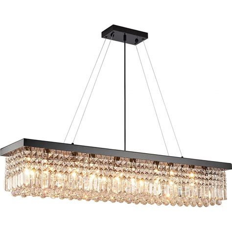 Modern Matt Black Raindrop K Crystal Chandelier Rectangle