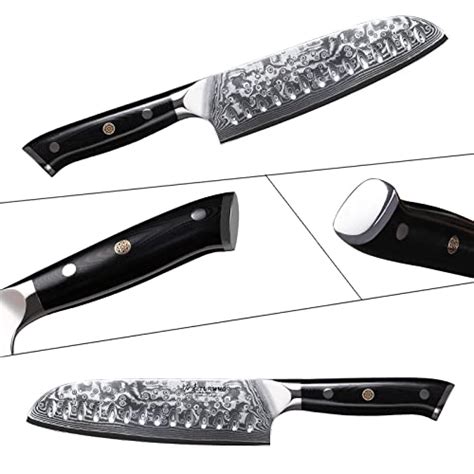 Turwho Professional Santoku Knife 7 Inch Classic Damascus Pattern