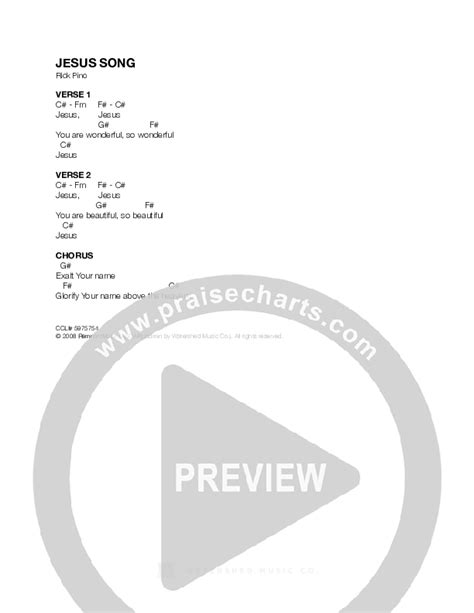 Jesus Song Chords PDF (Rick Pino) - PraiseCharts