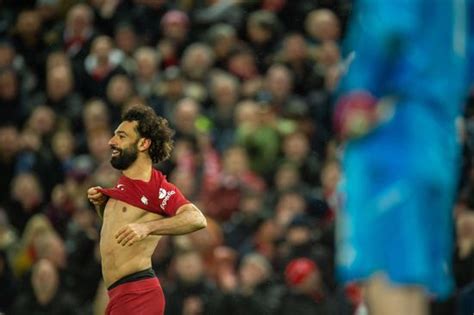 Liverpools Mohamed Salah Celebrates After Scoring Editorial Stock Photo